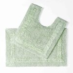 Tapis de bain pur coton haut de gamme 2 pi�ces vert sauge