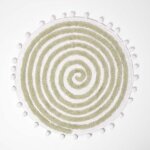 Tapis de bain - homescapes - rond - vert sauge - 60 cm - tuft� avec pompons