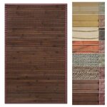Tapis en bambou avec bord en tissu design naturel 150 x 200 cm oak