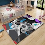 Tapis chambre enfant moderne gamer - freosen - rectangulaire - 120x160cm - synth�tique - enfant - gris ...