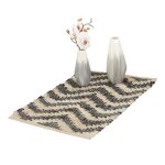 Relaxdays tapis de couloir coton et jute 50 x 80�cm antid�rapant tiss� main carpette cuisine zigzag beige ...