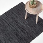 Tapis cuir denver tiss� noir 90 x 150 cm