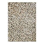 Tapis en cuir recycl� motif damier gris clair 120x170
