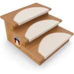 Tapis descalier dynasty velours antid�rapantes cr�me semi - circulaire 235 x 65 cm