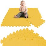 Tapis deveil eva modele puzzle en mousse - 30 x 30 x 1 cm - jaune - lot de 10 pieces