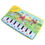 Tapis dveil musical pour bb - omabeta - motifs danimaux - jaune - 60 x 39cm