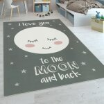 Tapis enfant chambre enfant filles lavable toiles mignon lune inscription gris [120x160 cm]
