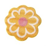 Tapis à fleurs tapis de bain rond jaune tapis de bain lavables en machine tapis de bain à fleurs décoratif ... Tapis à fleurs tapis de bain rond jaune tapis de bain lavables en machine tapis de bain à fleurs décoratif ...