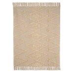 Tapis � franges avec pompons tissage plat imprim� moquette en coton coloris naturel - longueur 160 x ...