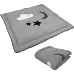 Tapis de jeu de sol dveil ou de parc bb enfant molletonn 1m x 1m - gris - monsieur bb