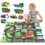 Tapis de jeux circuit voiture enfant - avec 8 pi�ces petite voiture camion jouet enfant