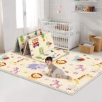 Tapis de jeu pour enfant bebe 180x100x1cm tapis de sol epais pliable reversible - impermable double ...