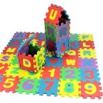 Tapis de jeu puzzle pour enfants - magideal - alphabets & chiffres - mousse eva - rouge