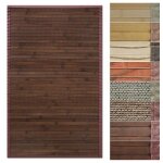 Tapis en bambou avec bord en tissu design naturel 50 x 80 cm oak