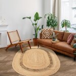 Tapis jute 160x230 ovale fait main beige jutoval