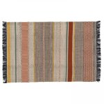 Tapis en laine tissé à plat avec motifs et franges 160 x 230 cm - oviala Tapis en laine tissé à plat avec motifs et franges 160 x 230 cm - oviala