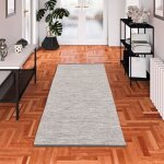 Tapis long couloir - pergamon - kilim easy - coton 100% - gris mouchet� - 70x250 cm