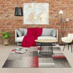 Tapis salon 120x170 tiss� gris et beige rectangle motif g�om�trique derby a