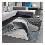 Tapis salon 200x200 tiss� bleu et gris carr� motif g�om�trique lyn8 madila