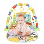 Tapis de musical pour bebe contient 5 jouets suspendus amovibles 3 modes de clavier de piano musical ...