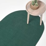Tapis ovale - tapis de d�coration - 50 x 80 cm - coton 100% - vert anglais - r�versible