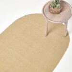 Tapis ovale tiss� � plat en coton beige 60 x 90 cm