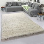 Tapis � poils hauts tapis flokati douillet moderne uni en beige cr�me [120x160 cm]