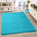 Tapis - vimoda - prime shaggy - 120x170 cm - turquoise - r�sistant aux t�ches