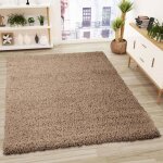 Tapis - vimoda - prime shaggy - 200x200 cm - marron clair - style contemporain