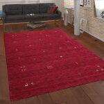 Paco home tapis rouge salon laine tiss main gabbeh qualit style ethnique moderne rouge 240x340 cm