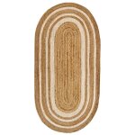 Tapis de salon et chambre hamid - tapis ovale naturelle blanc alhambra - 100% fibre de jute naturelle ...