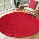 Tapis rond - the carpet - relax - antidrapant - lavable - rouge - 200 cm