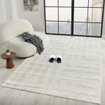 Tapis salon crme 160x230 cm aspect corner 3d scandinave dsign vimoda tapis chambre salle  manger