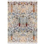 Tapis salon vintage oriental motif fleurs blanc multicolore 200x290