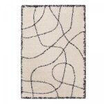 Tapis shaggy 80x150 rectangle tiss� beige et noir motif berb�re croma 10