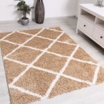 Tapis shaggy - vimoda - beige - 140x200 cm - synth�tique - int�rieur