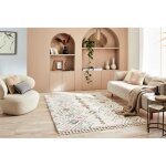 Tapis shaggy delya - cr�me - motif ethnique - 100% polypropyl�ne - 160 x 230 cm - int�rieur - nazar