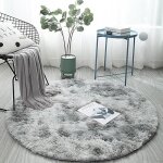 Tapis shaggy - jormftte - rond - gris - 160 cm - antidrapant - doux