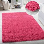 Tapis shaggy longues m�ches en rose [150 cm carr�]