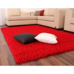 Tapis shaggy longues mches en rouge [40x60 cm]