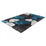 Tapis shaggy pietra turquoise et gris - polyester - 120 * 170cm