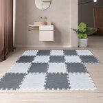 Tapis de sol en mousse et tapis pour enfants - ohmg - 18 pi�ces - blanc uni + gris fonc� - 30 * 30 * ...