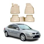 Tapis de sol pour renault megane ii 2002 - 2009 en caoutchouc tpe 3d beige 4pcs Tapis de sol pour renault megane ii 2002 - 2009 en caoutchouc tpe 3d beige 4pcs