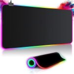 Tapis de souris gamer - otbact - grand tapis led rgb - 900x400mm - �clairage multicolore - 4mm �paisseur ...