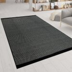 Tapis tiss� main tissage � plat style scandinave chin� motif tiss� noir [160x230 cm]