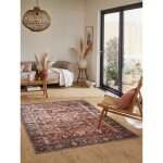 Tapis vintage motif fleuris lavable - nazar rugs - 120x170 cm - radom - rouge