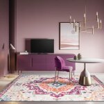 Tapis vintage oriental 120x170 cm - lyn3 med - couleur : multicolore violet orange bleu