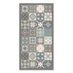 Tapis vinyle panorama carreaux ciments bleu 300x200 cm - tapis pour cuisine bureau et salon en pvc
