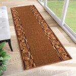 Tapiso antid�rapant tapis de couloir passage descente de lit marron cr�me fin au m�tre 67x100 cm