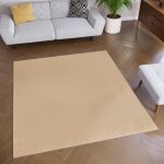Tapiso tapis de salon chambre carré mono beige design uni résistant intérieur extérieur 120x120 cm Tapiso tapis de salon chambre carré mono beige design uni résistant intérieur extérieur 120x120 cm